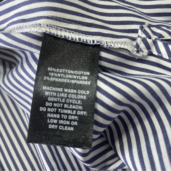 Lafayette 148 New York Blue White Stripe Button Down Cotton Shirt Size‎ Small - Picture 6 of 6